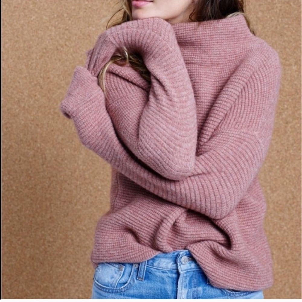 Madewell southfield mock neck sweater in mauve
